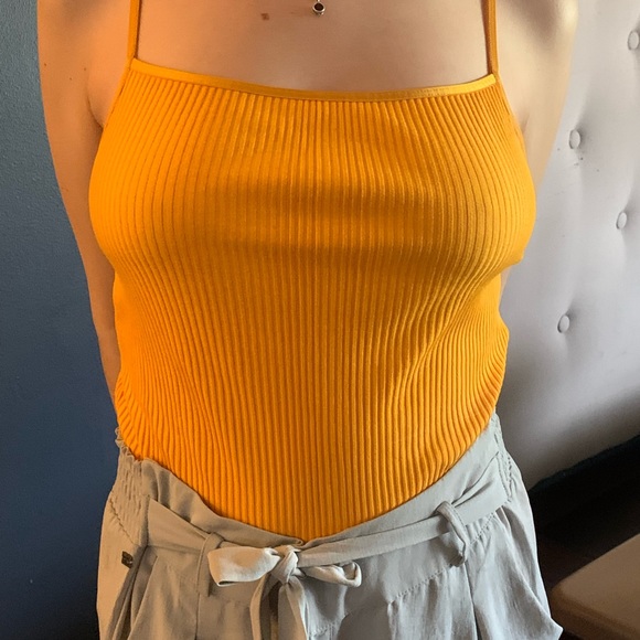 Wilfred ribbed tank in tangerine/sunflower yellow colour - Picture 2 of 10